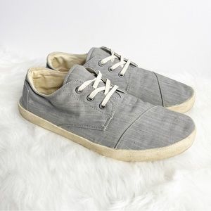 Toms Gray Canvas Lace Up Shoes Sneakers Size 12 Mens